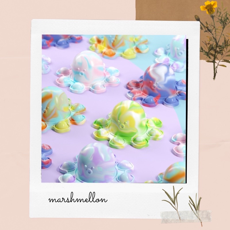 Gantungan Kunci Pop It & Gelang Pop It Pastel Rainbow | Pop It Gurita | Princess Key Chain (Snow White Cinderella Aurora Belle) | Pop It Warna Lilac Pink Tosca Fidget Key Chain Macaron-2