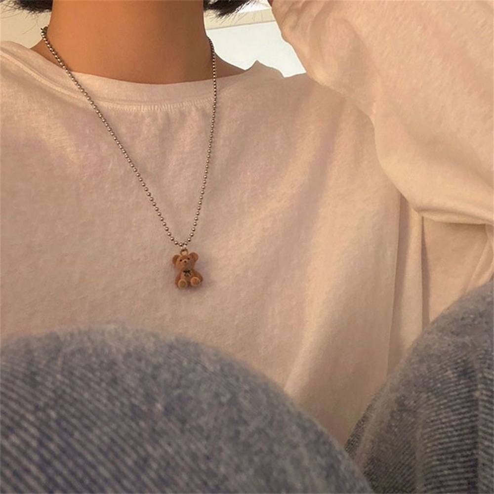 【COD Tangding】Bear Pendant Necklace Chain Cute Child Simple Jewelry Accessories Fashion