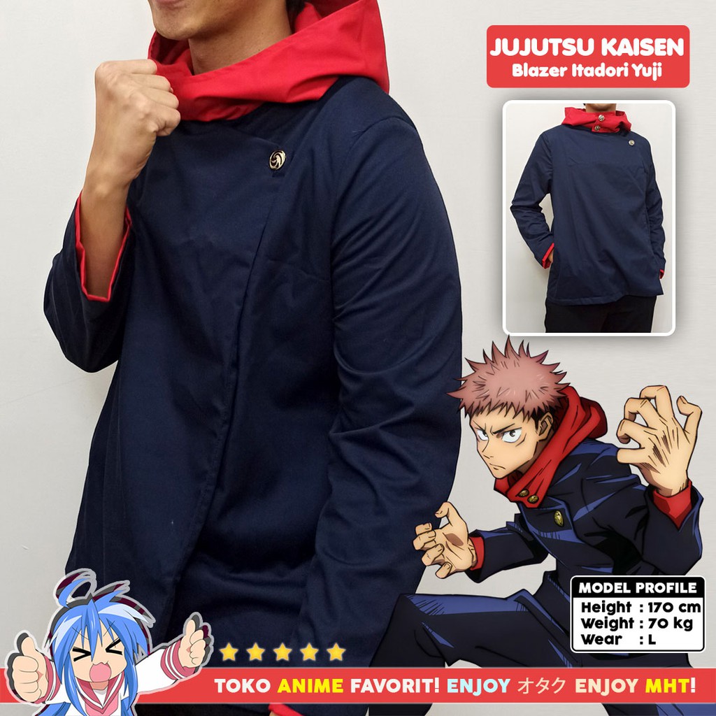 Blazer Jaket Anime Gakuran Jujutsu Kaisen Itadori Yuji Sukuna Cosplay