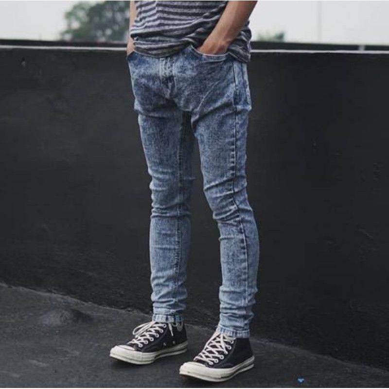 Celana Panjang Jeans Pria Snow Black Original Skinny Fit Slimfit Cowok