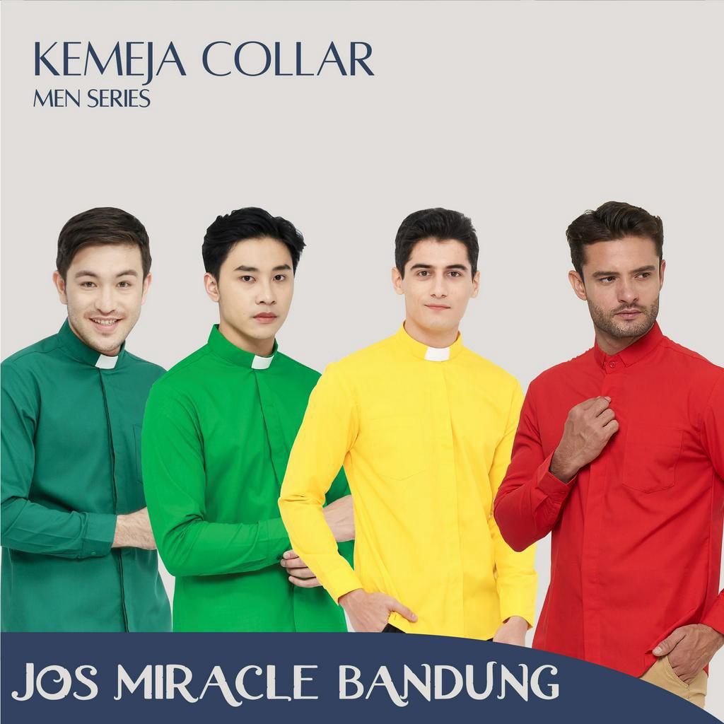 Pendeta - Kemeja Collar Pria Panjang Polos - Jos Miracle Bandung