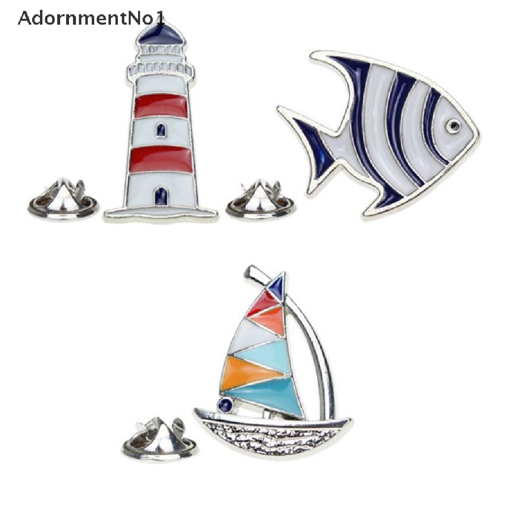 (AdornmentNo1) Bros Pin Enamel Desain Perahu Layar / Ikan Aksesoris Fashion Wanita