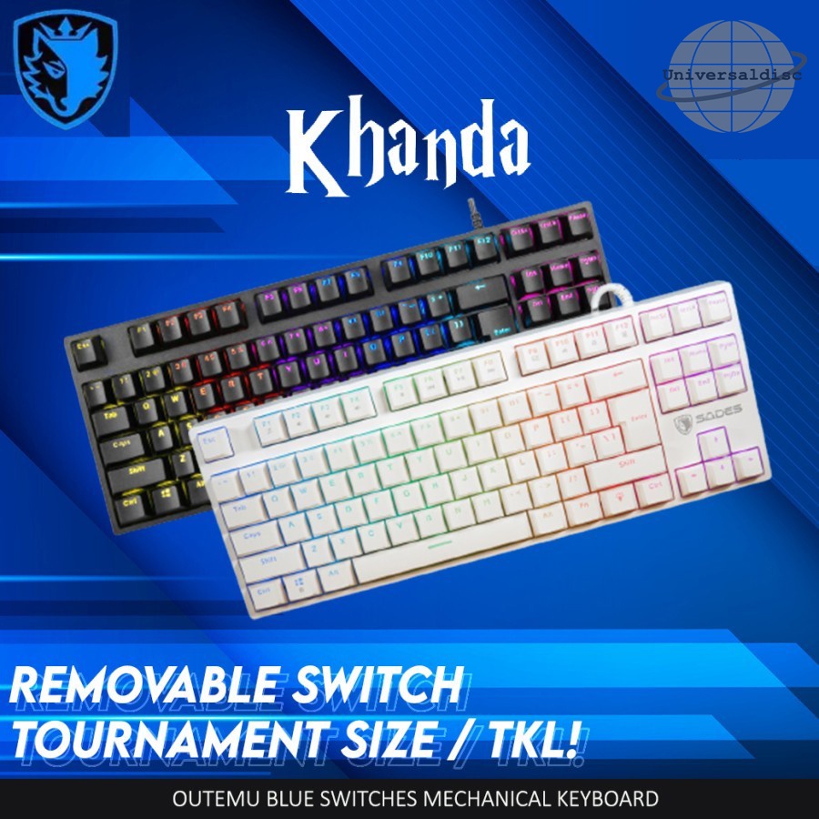 Keyboard Gaming Mechanical Sades Khanda RGB TKL Removable