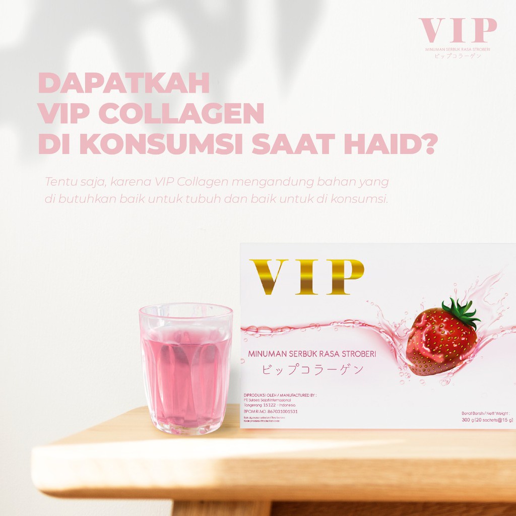 [COD] VIP Collagen Antioxidant Drink Suplemen Kecantikan Pemutih Kulit Wajah &amp; Tubuh Sehat dan Glowing - BPOM 1BOX 20sachet