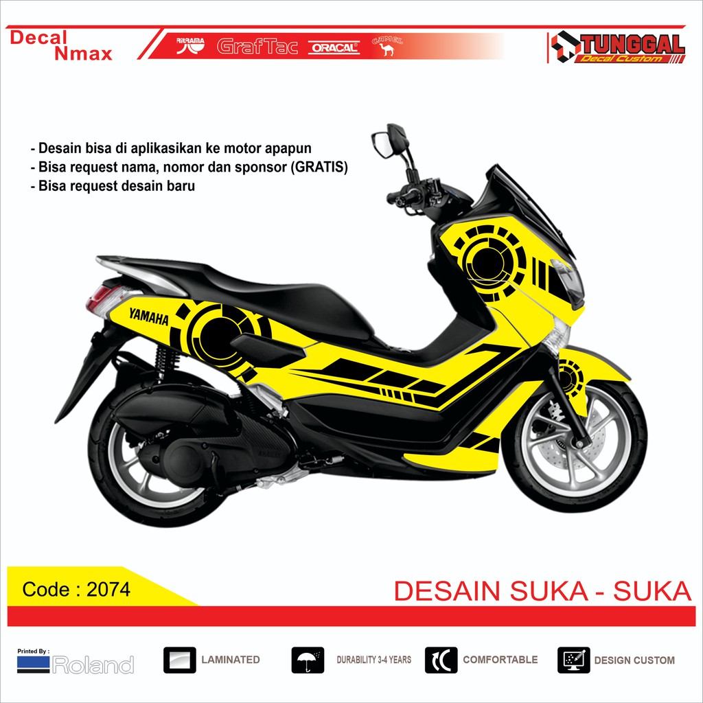 Stiker decal nmax kuning full body