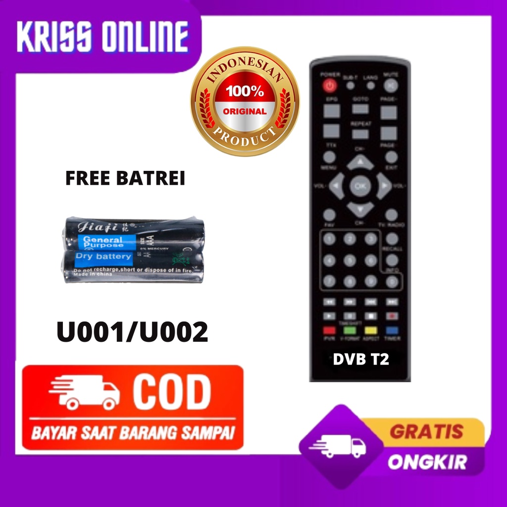 REMOT DIGITAL SET TOP BOX T2 U001/U002 DAN RUSIA