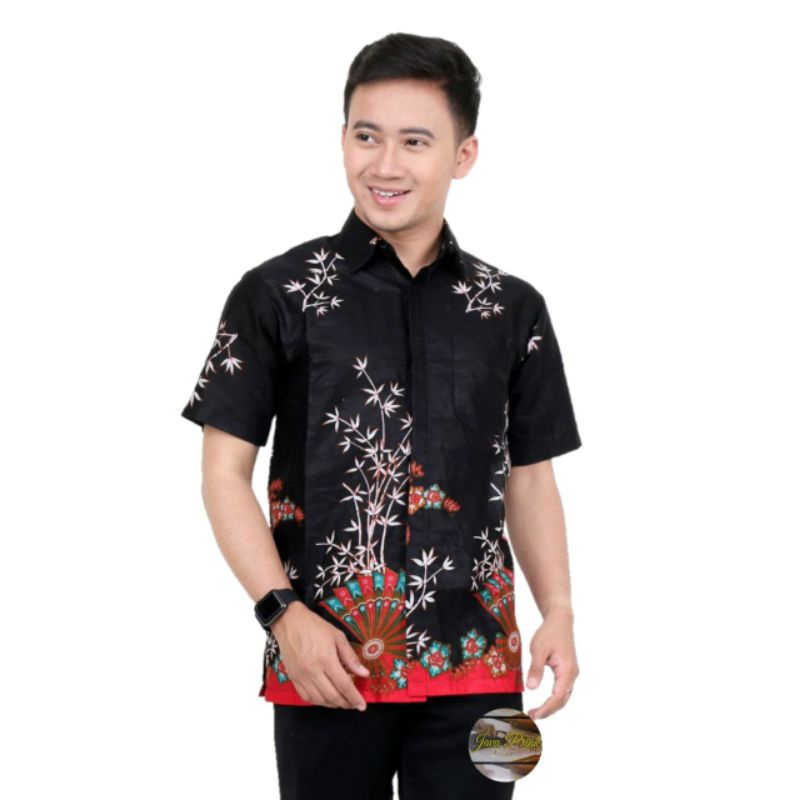 BSWART Batik HRB026 Kenongo Hem Pendek Padi Pekalongan M L XL XXL Batik Pria MURAH Modern Grosir-NO:11
