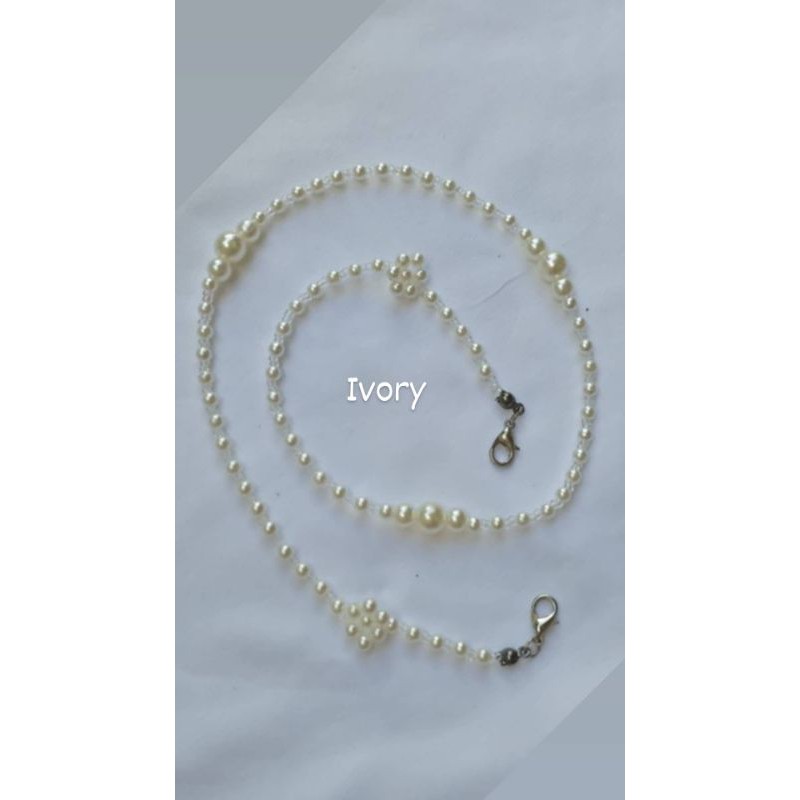 Ready Stock Strap Masker Lanyard Kalung Korea Kacamata Rantai Gantung Idola Korea ivory putih gading