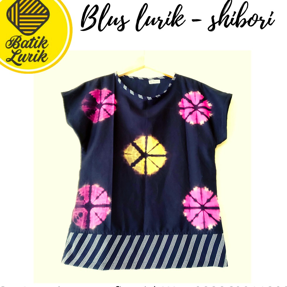 Atasan Blus Lurik Shibory hitam pink