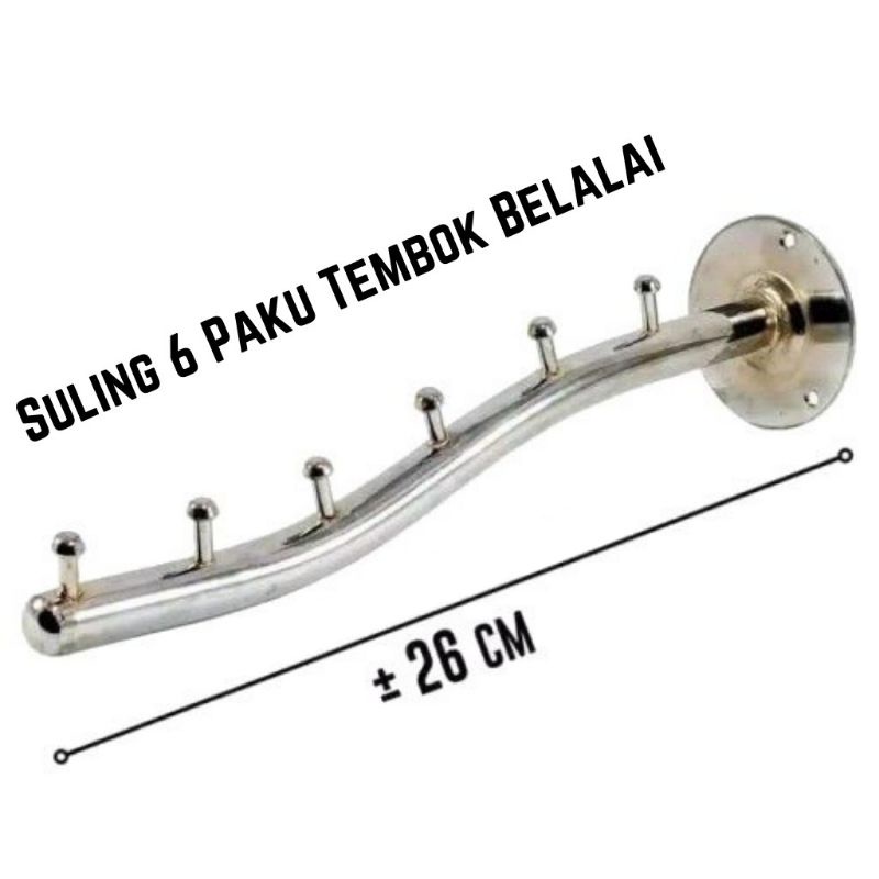 Hanger Suling Tempel Tembok 6 Titik Paku Belalai Gantungan Baju Dinding Distro