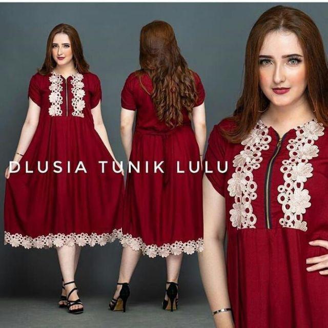 DASTER ARAB DLUSIA TUNIK LULU || RAYON SUPER GRADE A || RESLETING-Maroon