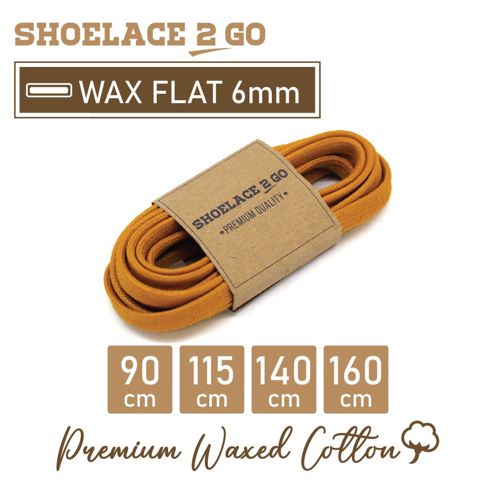 SHOELACE 2 GO PREMIUM TALI SEPATU LILIN WAX GEPENG PIPIH FLAT - WF6 - H1 - GOLD MEDALLION - 6MM