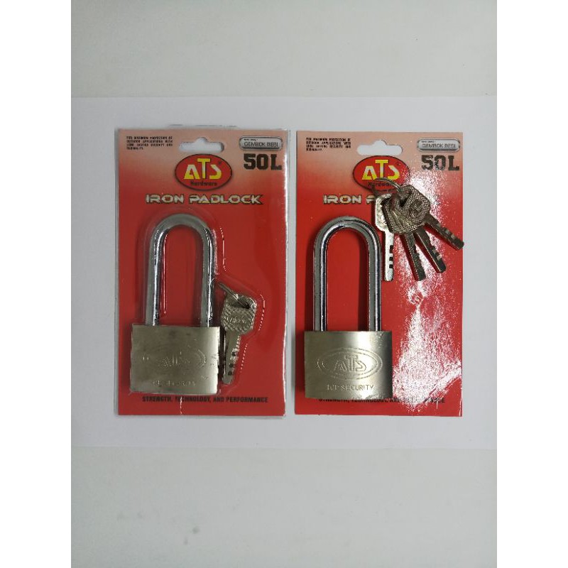 Gembok besi 50mm Leher Panjang ATS / Gembok pintu Chrome