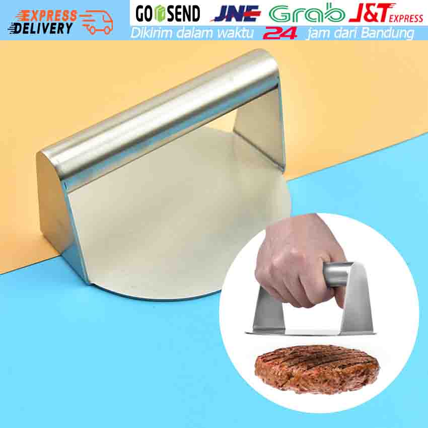 Stainless Tebal 2mm Burger Bacon Press Bentuk Bulat / Penekan Daging Burger / Penekan Lapis Legit