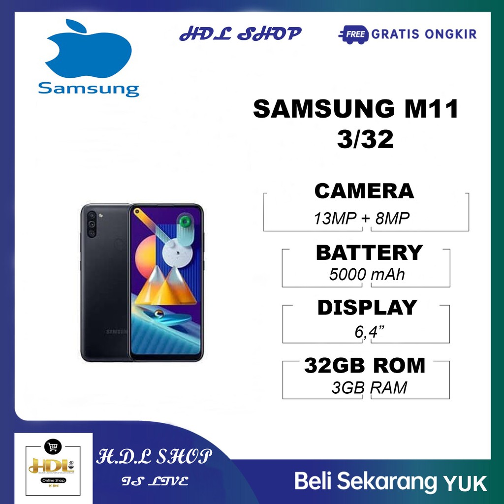 SAMSUNG GALAXY M11 3/32 3GB RAM 32GB ROM GARANSI RESMI | Shopee Indonesia