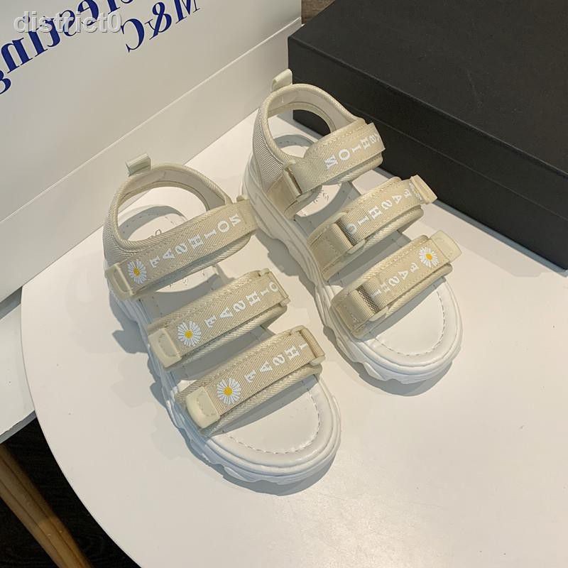 RK Collection - Sepatu Sandal Platform Bunga Daisy-Krem