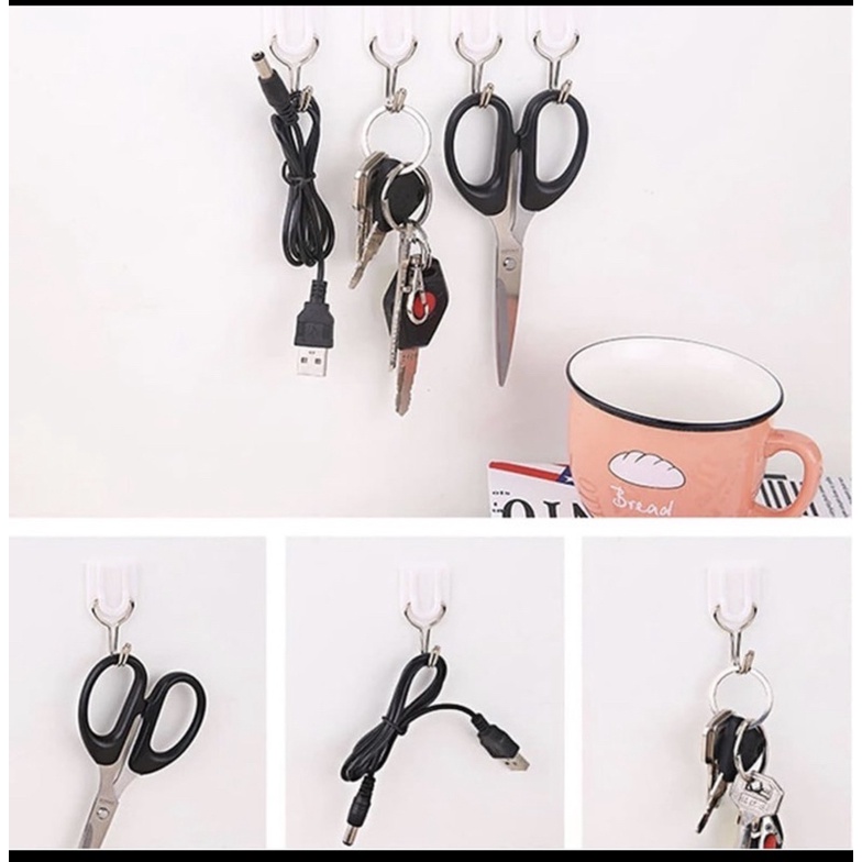 Hook SET 6pc Tempel - gantungan Kapstok tempelan serba guna kitchen sink bathroom hooks murah hook /i26