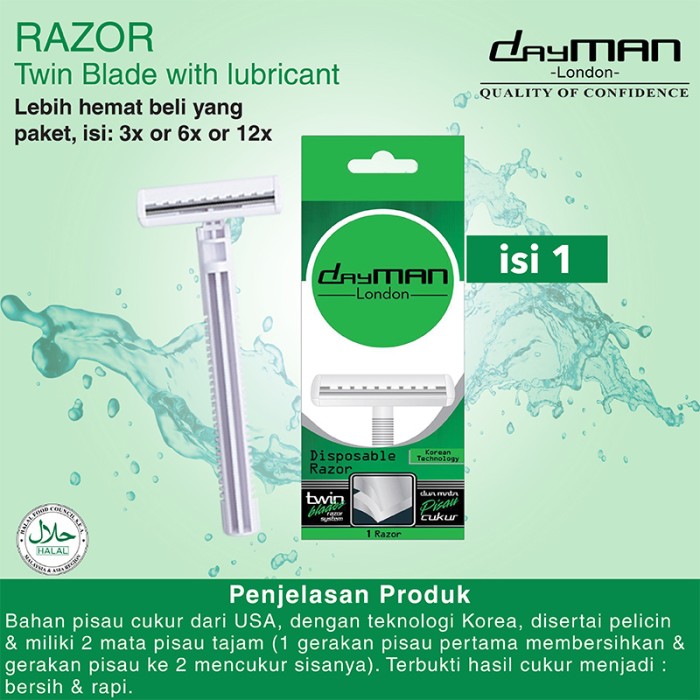 NEW DayMan Razor Twin Blade (With Lubricant/Pelicin) isi 1 pcs