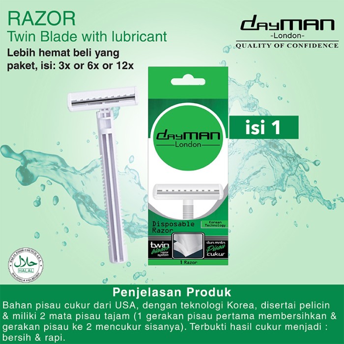 DayMan Razor Twin Blade (With Lubricant/Pelicin) isi 1 pcs