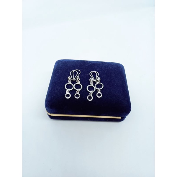 anting kait mp + m.bulat gepeng ukir/ anting perak asli silver 925 lapis emas/ anting fashion impor