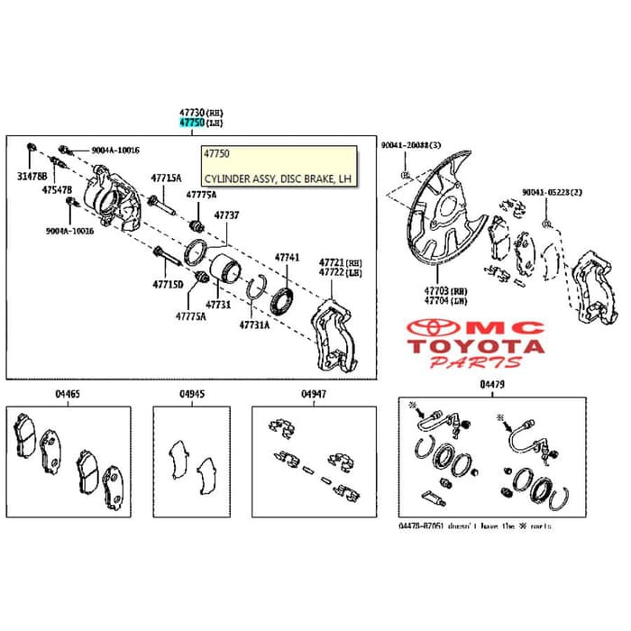 Cilinder Cylinder Assy Disc Brake Depan Kiri Avanza Xenia 47750-BZ011