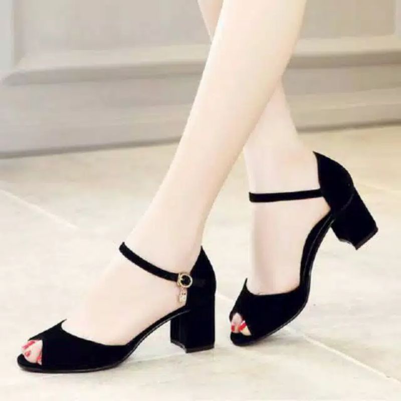 sandal heels wanita tali variasi polos h31