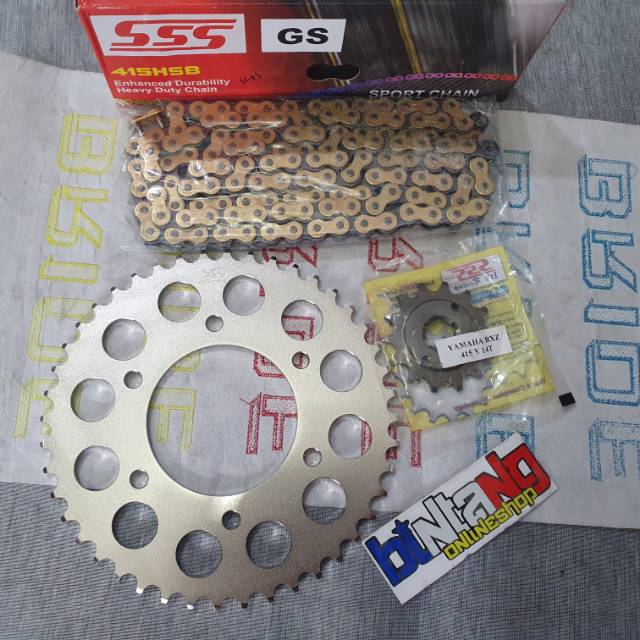 Paketan gear gir set sss 415 gear depan/gear belakang/rantai sss 415 gold yamaha vixion,mx king