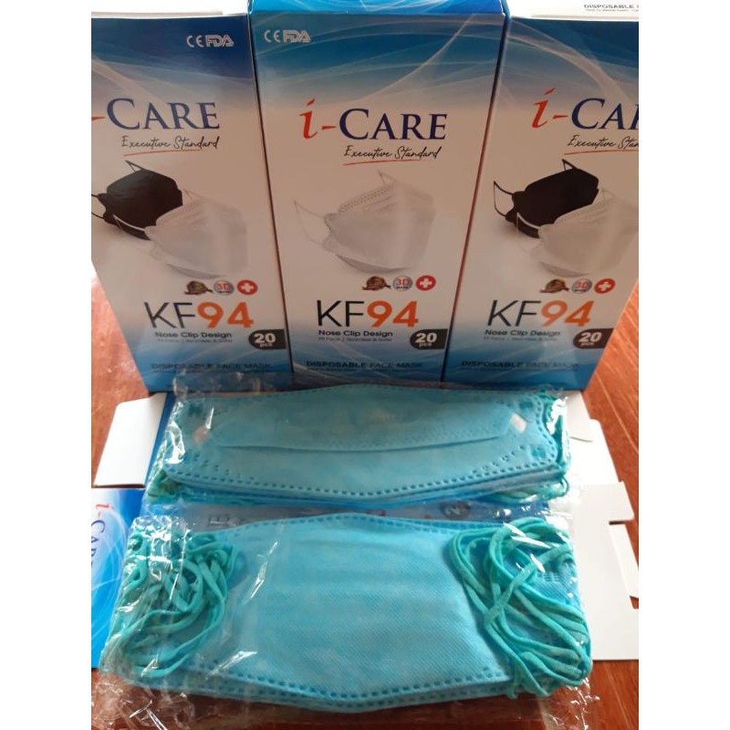 Masker KF94 iCare ( BIRU ) 3D NoseClipDesign, mirip seperti convex sensi dan evo/ 10pcs