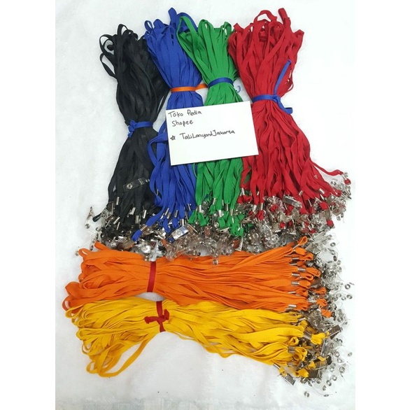 

Per 50 PCS Tali Polos Id Card Jepit 1CM Tali Sepatu 1CM Polos Jepit
