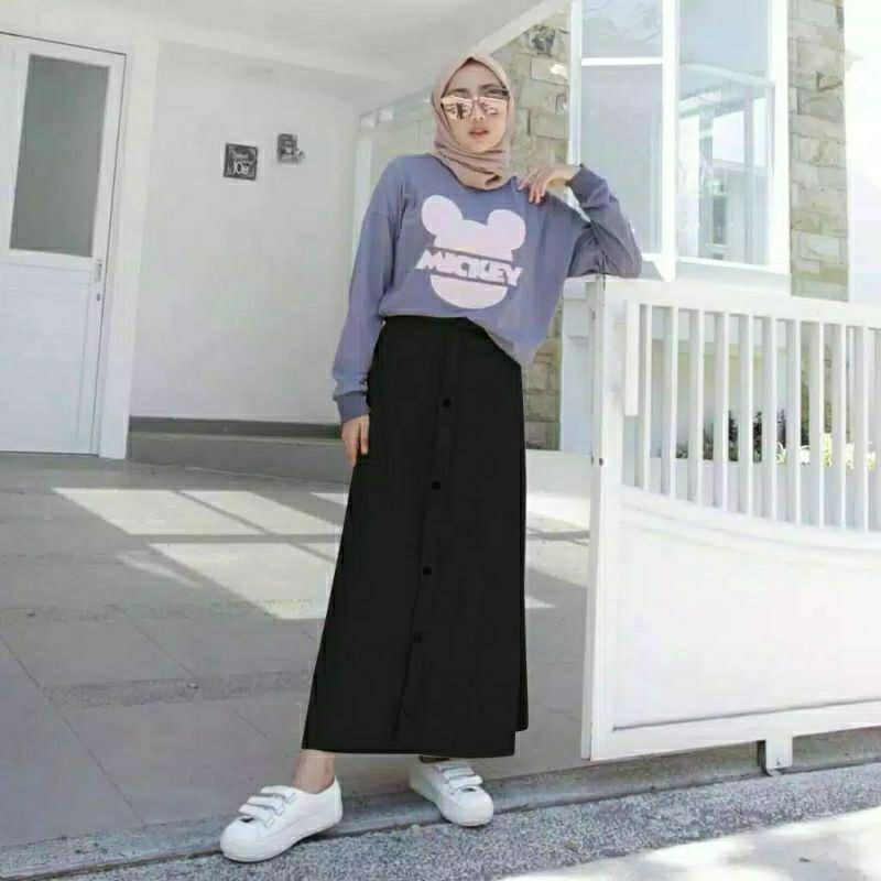 Casual button skirt // rok model kancing terbaru // rok span