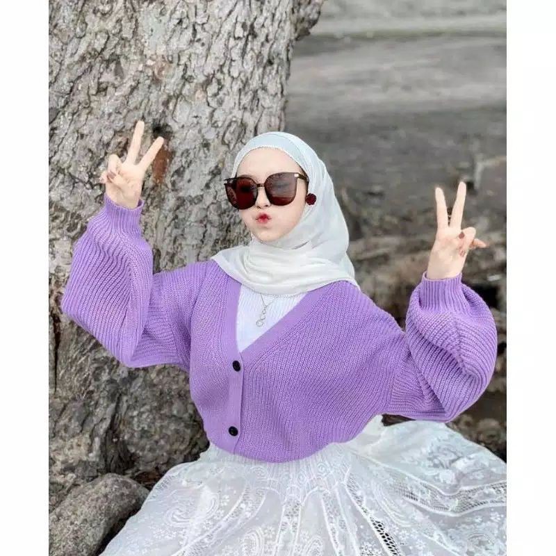 Olivia Cardy Crop / Eireen Crop Cardy / REAL PICT !!!-Lilac