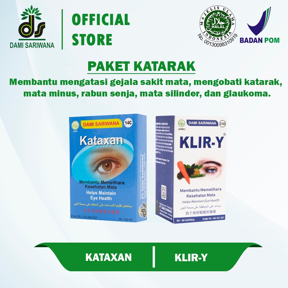 Jamu Paket Obat Herbal Katarak | Kataxan 100 Pil & KLIR-Y 60 Kapsul | Membantu Memelihara dan Menjag