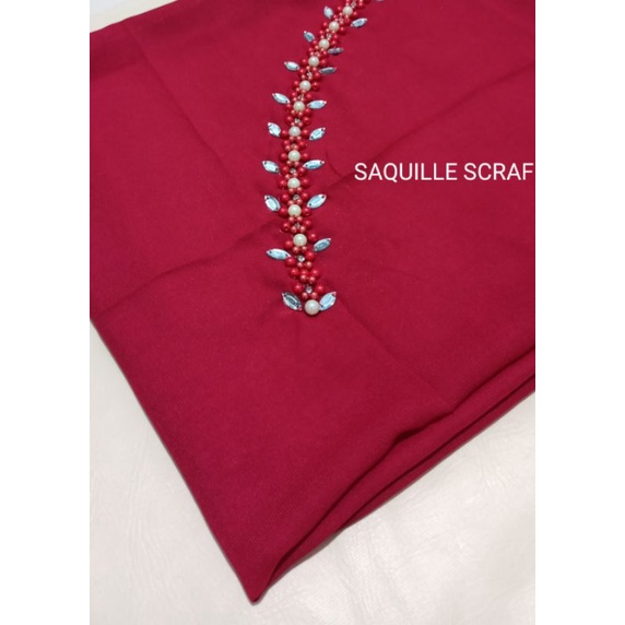 segiempat bella square payet mutiara permata/jilbab segiempat bella square bando payet/hijab bella-MERAH