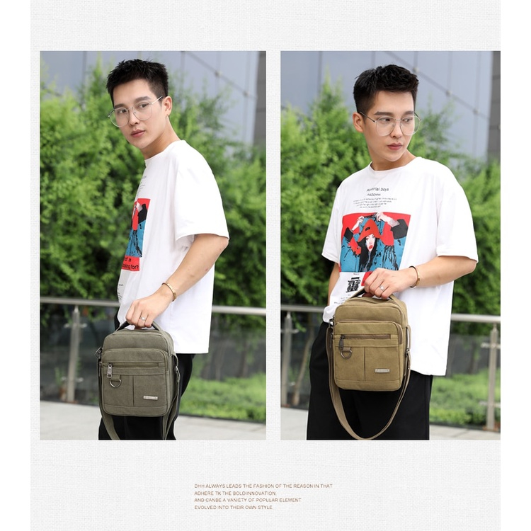 PUANTI Tas Selempang Import Pria &amp; Wanita bahan kanvas santai casual Shoulder Bag Canvas tas jalan jalan cewek &amp; cowok model korea Canvas Shoulder Bag Men's New Korean Style Canvas Messenger Bag Outdoor Leisure Travel Portable Single-Shoulder Bag