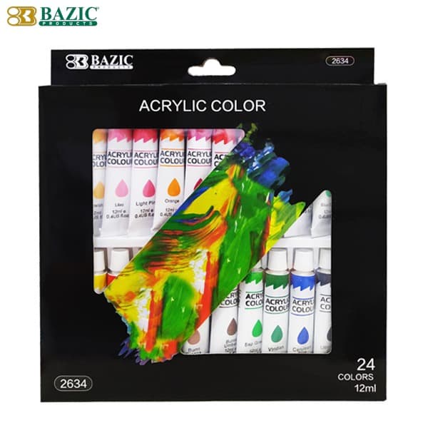 

(TERLARIS) Bazic Acrylic Paint Set 24 Colours 12ml - Cat Akrilik
