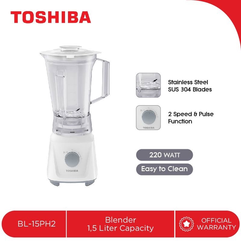 TOSHIBA Blender Plastik 1,5Liter BL-15PH2 - Mata Pisau Stainless Steel