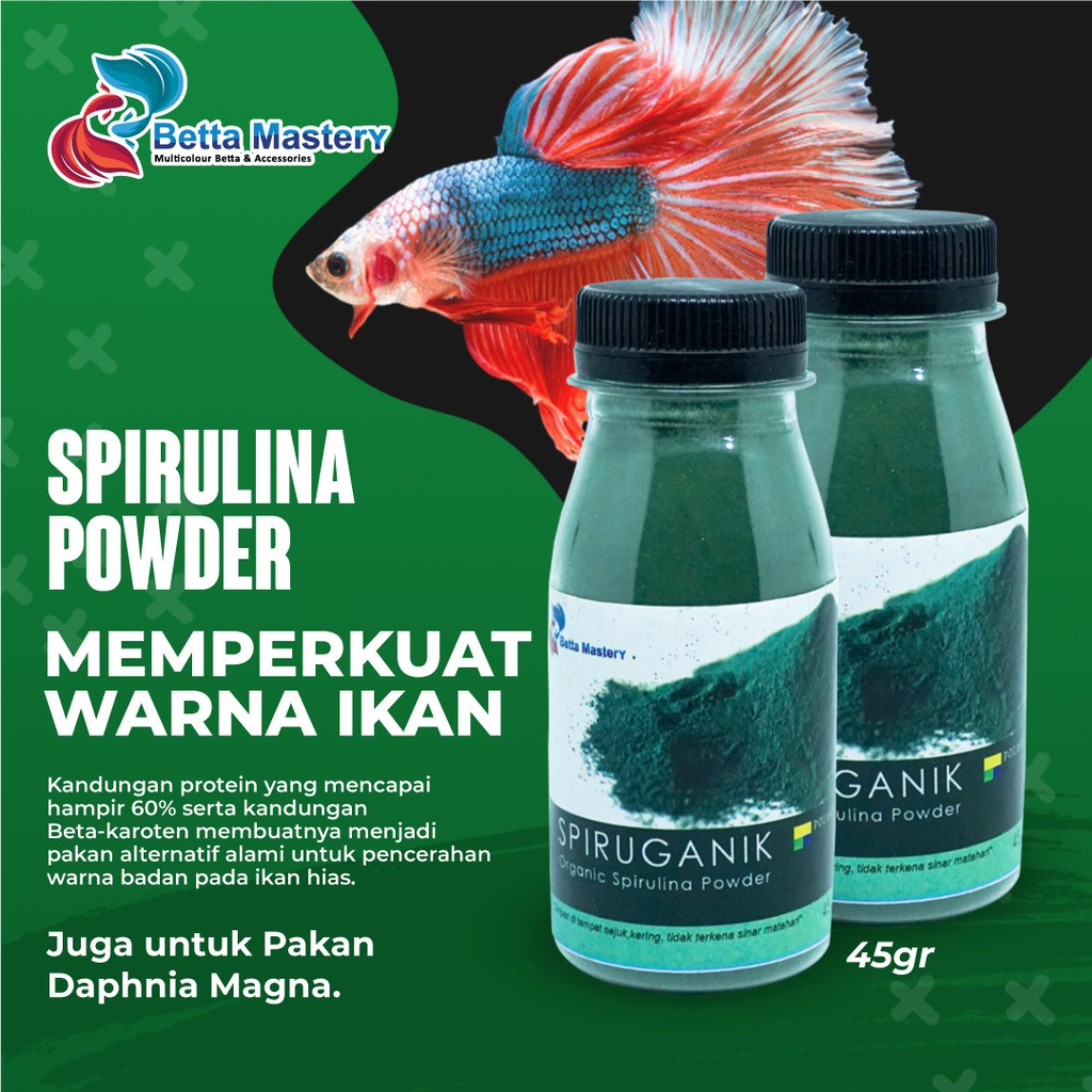 SPIRULINA POWDER SPIRUMAS 45 GR ASLI  MURAH IKAN  CUPANG 