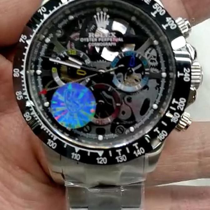 TRUSTED SELLER JAM TANGAN PRIA KEREN● JAM TANGAN PRIA ROLEX DAYTONA MONTOYA SILVER BLACK SUPER