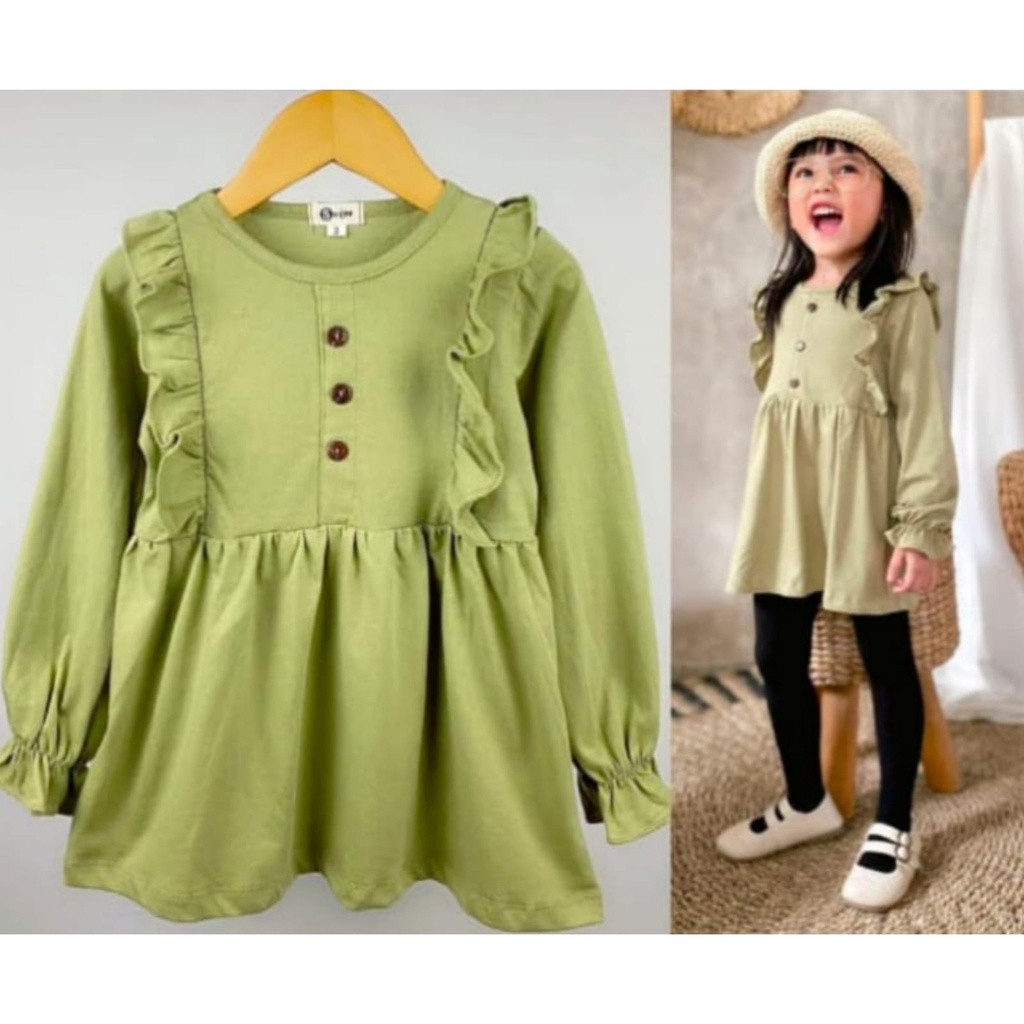 BEFAST - ZTL OOTD Dress Anak HANNY / dress anak hamida / Pakaian Anak Perempuan / Dress Crincle Anak-Anak / Atasan Lengan Panjang / Fashion Anak Kekinian 2022 / Dress Polos Casual Anak / Terbaru 2022 / Outfit Korean Style Anak Perempuan