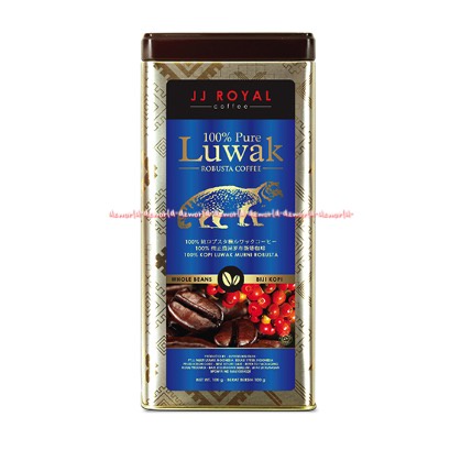 JJ Royal 100% Pure Luwak 100gr Ground Coffee Kopi Bubuk Murni Kemasan Kaleng Biru Orange Jjroyal Loewak