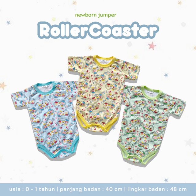 Baju bayi JUMPER NEWBORN 0 6 bulan baju bayi baru lahir ROLLER COASTER motif velvet junior libby