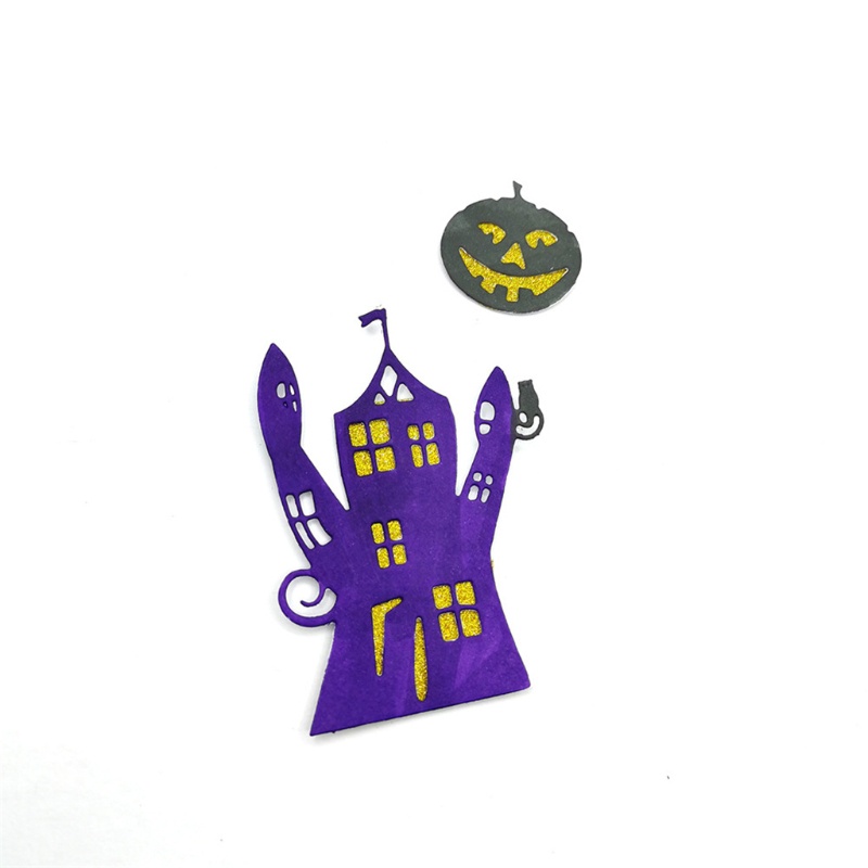 Cetakan Stensil Cutting Dies Motif Rumah Halloween Bahan Metal Untuk Scrapbook / Craft DIY