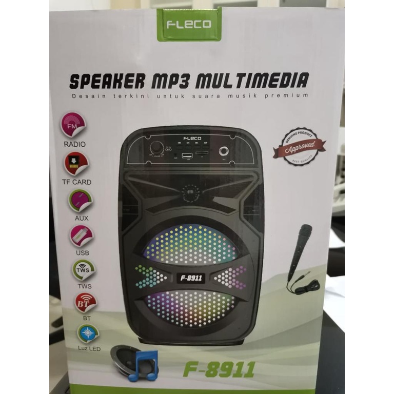 Speaker Bluetooth Karaoke Fleco F-8911 Gratis Microphone Super Bass