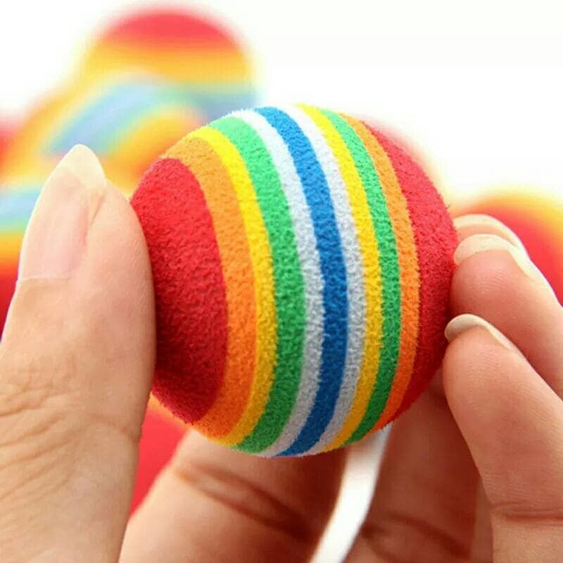 mainan anjing bola karet kucing ball cat dog toy rainbow 3cm