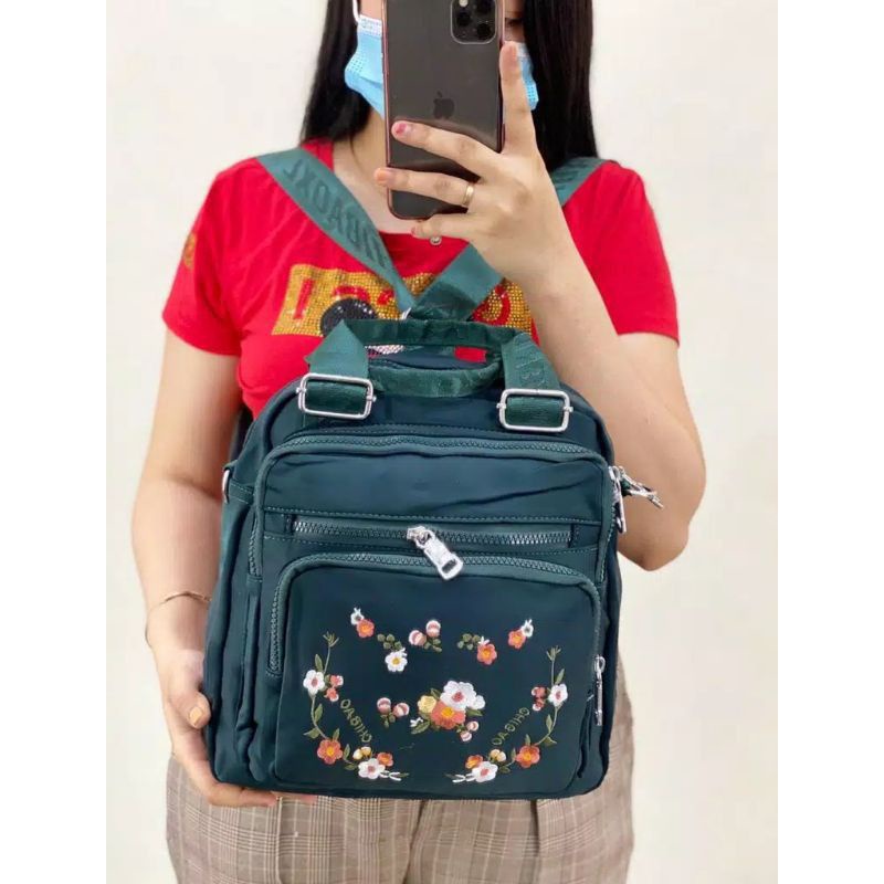 Original TAS WANITA IMPORT 3in1 CHIBAO MOTIF BORDIR BUNGA JINJING SELEMPANG RANSEL TERBARU