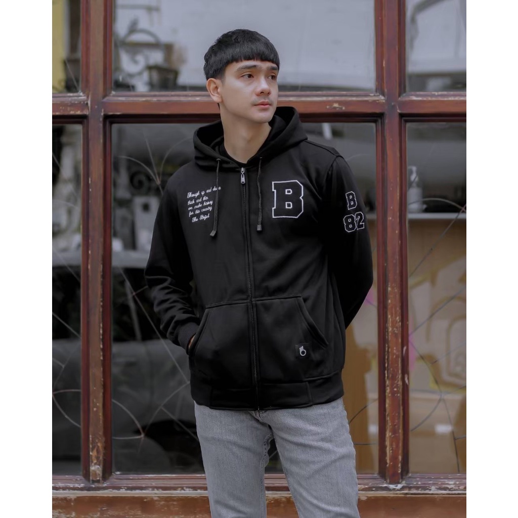 TURUN HARGA ! Jaket Hoodie Zipper Pria Fleece Tebal Original Distro Bandung Sweater The Bojiel