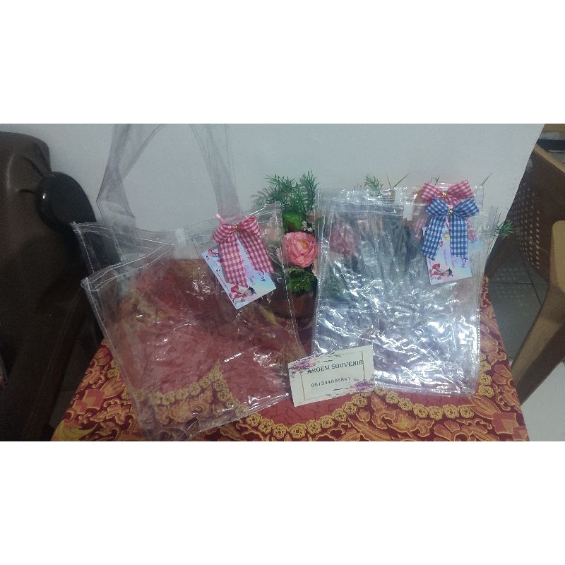 Tas mika bening uk 30*25*25/ tas ultah transparan/ hampers ultah PO custom