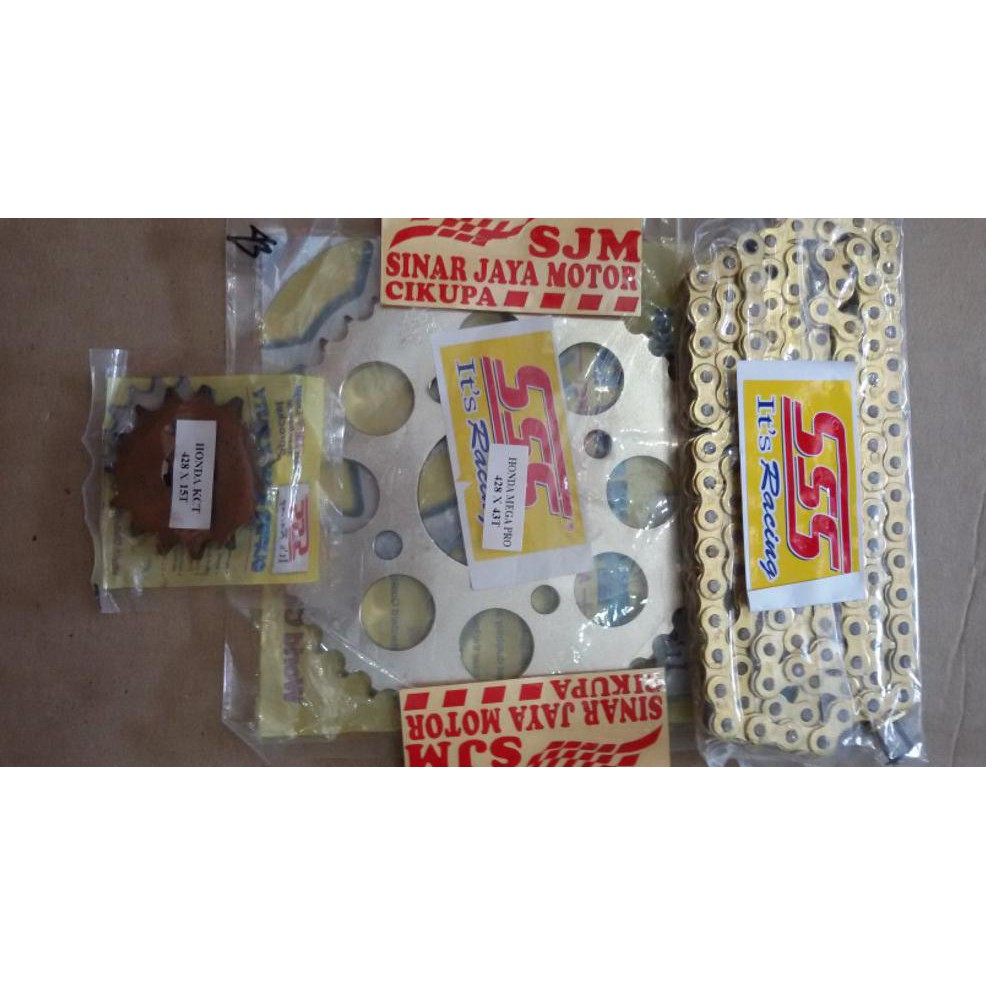 Terlaris Gear Set Sss 428. Mega Pro. Tiger Revo. Rantai Sss Mas
