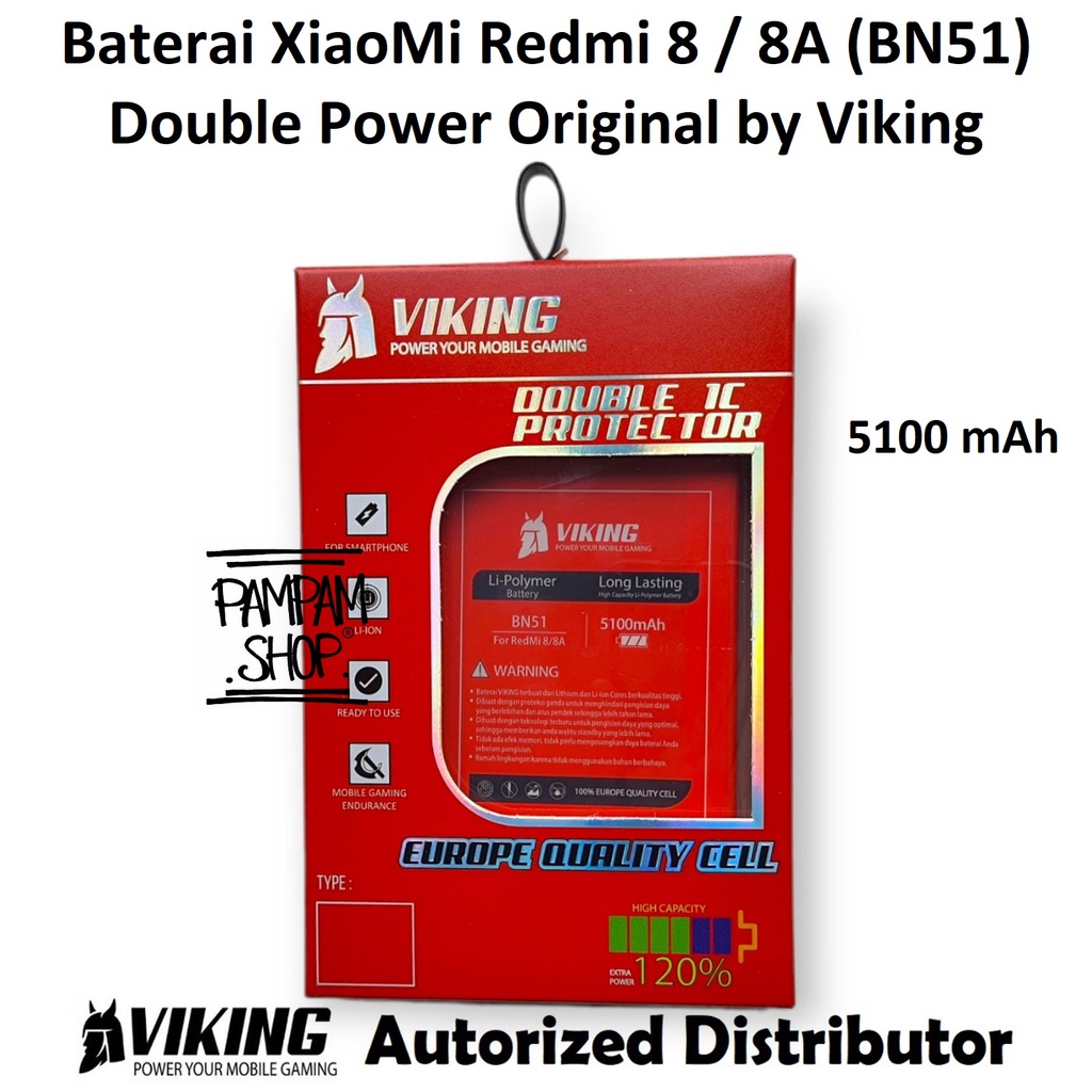 Baterai VIKING Double Power Original XiaoMi Redmi 8 8A Pro BN51 Ori Batre Batrai Battery Dual Power HP