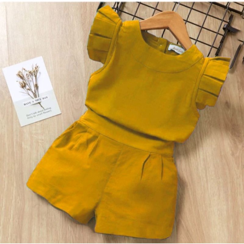 Dress/Rok Set| Setelan Terbaru Anak Perempuan Jamsuit Rempel Monoea Muscreb 1-5 Tahun Setelan Anak Perempuan Dress Kekinian Terlaris